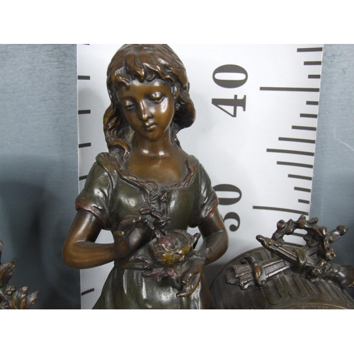 285 - Spelter clock garniture