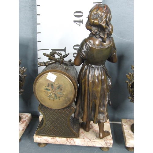 285 - Spelter clock garniture