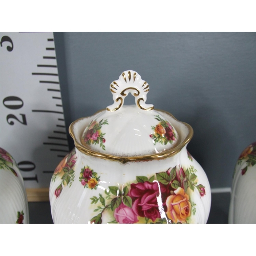 47 - 3 Royal albert country rose lidded pots