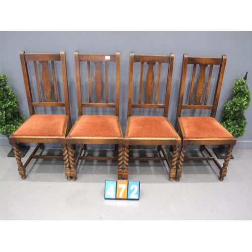 472 - Set of 4 barley twist chairs