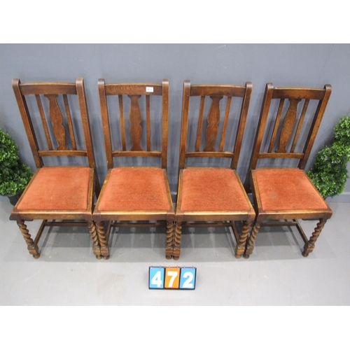 472 - Set of 4 barley twist chairs