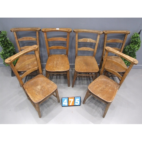 475 - Set of 6 chapel chairs