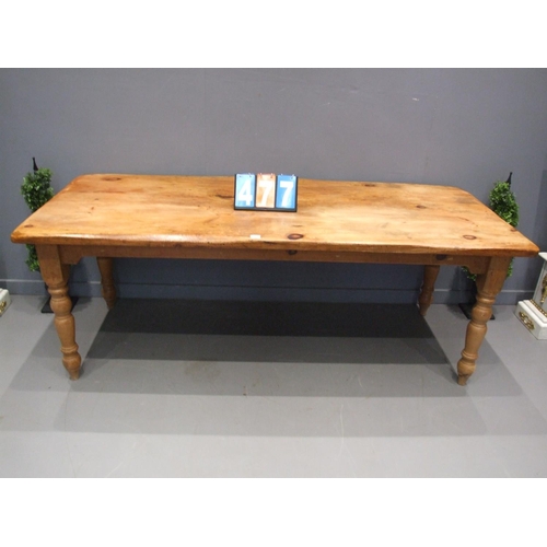 477 - Large pine farmhouse table 7 ft x 3 ft