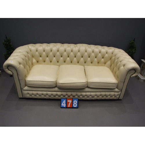 478 - Leather chesterfield sofa ( missing 2 buttons )