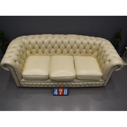 478 - Leather chesterfield sofa ( missing 2 buttons )