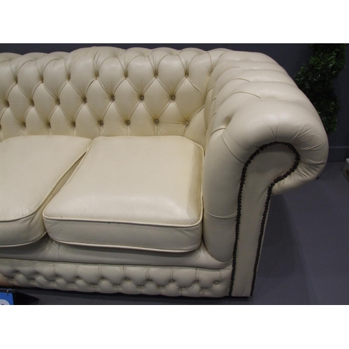 478 - Leather chesterfield sofa ( missing 2 buttons )