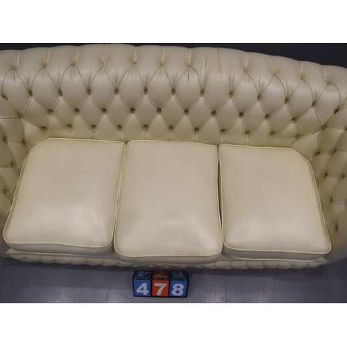 478 - Leather chesterfield sofa ( missing 2 buttons )