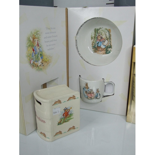 62 - 2 Boxed peter rabbit nursery sets + money box