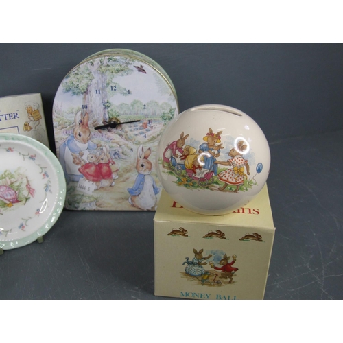 83 - Beswick peter pocket + clock + money box + picture frame