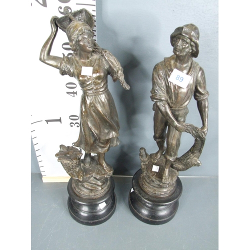 89 - Pair spelter figures 