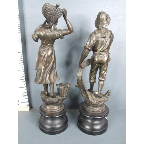 89 - Pair spelter figures 