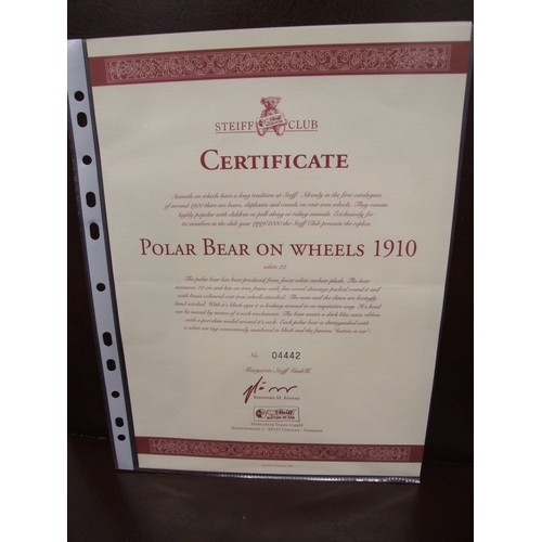 14 - Steiff Polar bear on brass wheels. Advertised on eBay for £500