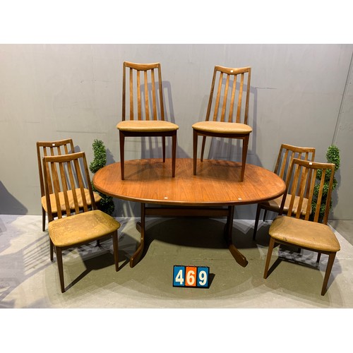 469 - G-plan oval dining table + 6 chairs