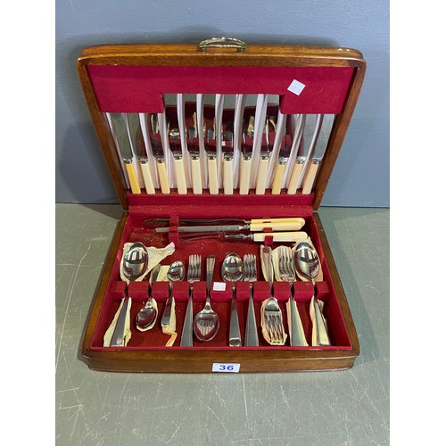 36 - Canteen cutlery in wooden box