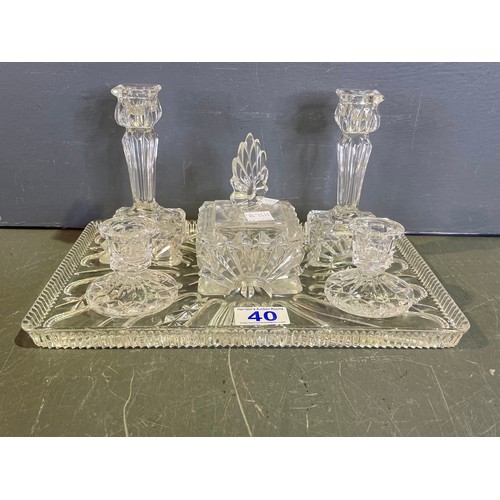 40 - Glass dressing table set