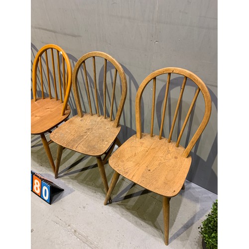 480 - 4 Ercol dining chairs (poor condition and seen in additional pictures