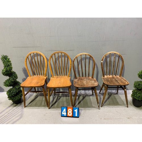 481 - 4 Ercol chairs (poor condition as seen in pictures)