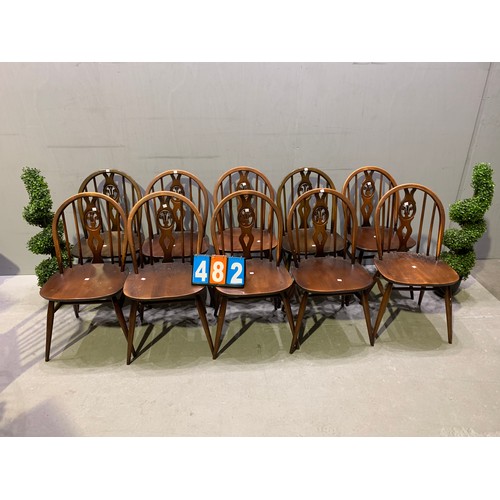 482 - Set of 10 ercol dining chairs