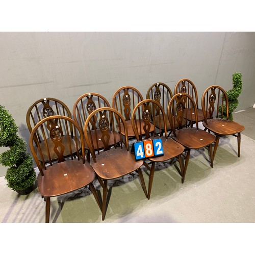 482 - Set of 10 ercol dining chairs