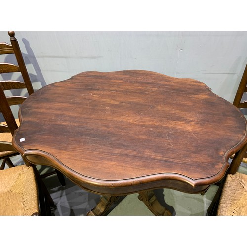 486 - Victorian French centre table (wormed) + 4 chairs