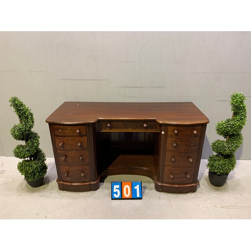 501 - Victorian mahogany desk missing 2 handles