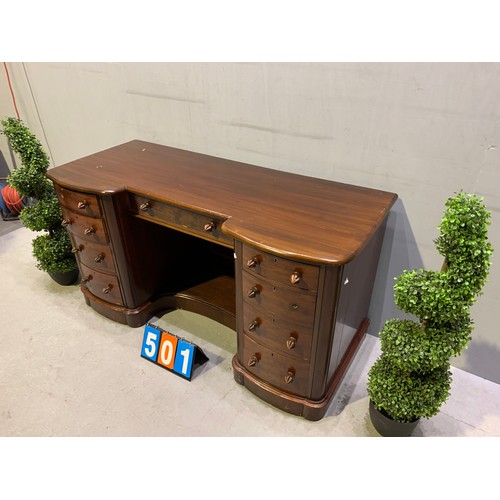 501 - Victorian mahogany desk missing 2 handles