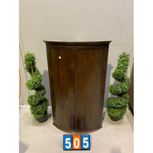 505 - Georgian oak bow fronted corner cupboard