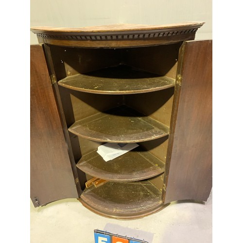 505 - Georgian oak bow fronted corner cupboard