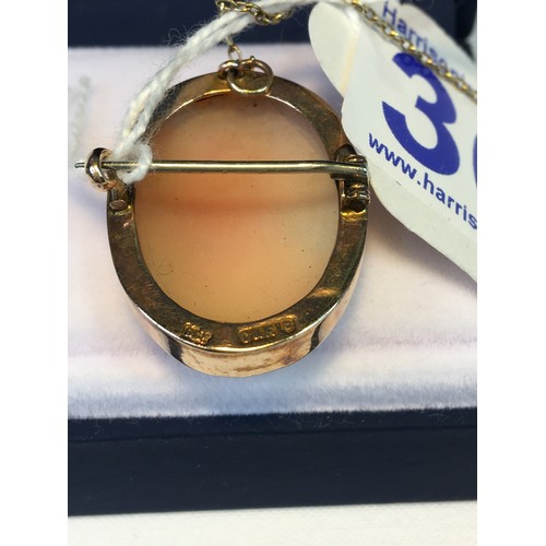 369 - 9ct Gold cameo brooch 4.9g total weight