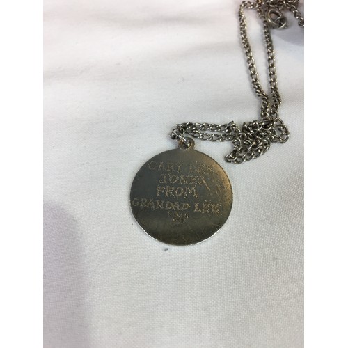 385 - Silver st Christopher & chain + silver ring+ silver tennis racket 37g