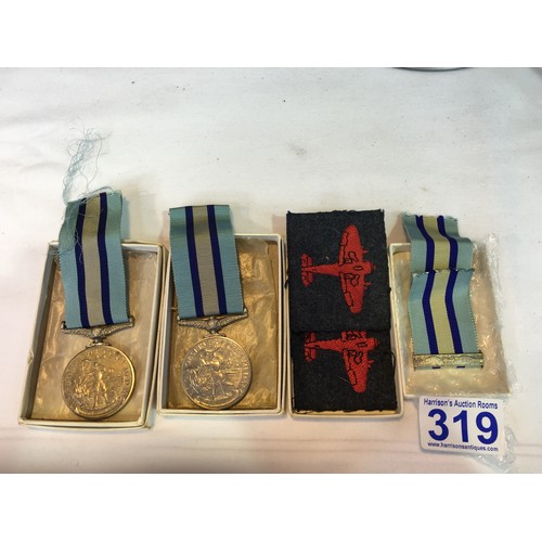 319 - Rare 2 Royal Observer Corps Medals Husband & Wife. One is Officer Barred other is Observer Female + ... 