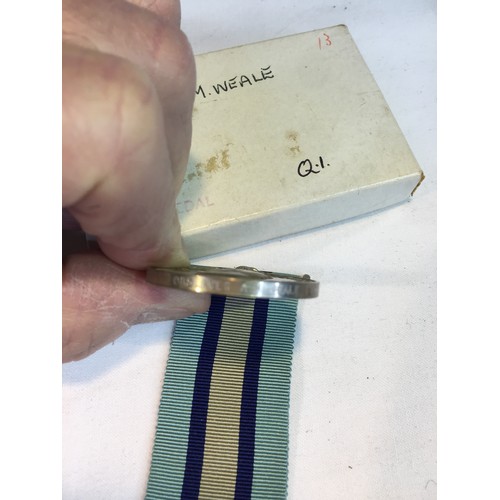 319 - Rare 2 Royal Observer Corps Medals Husband & Wife. One is Officer Barred other is Observer Female + ... 