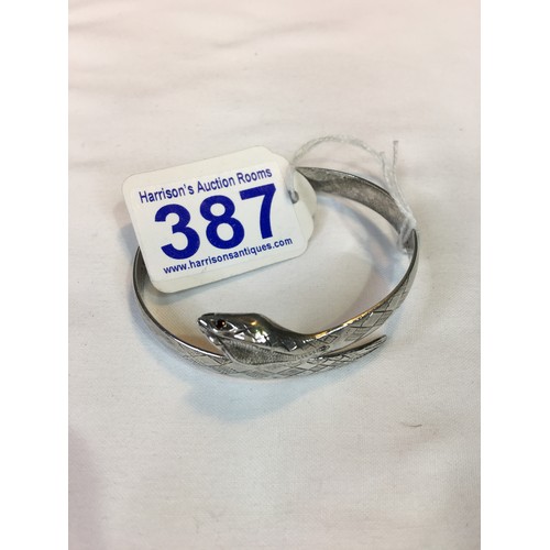 387 - Silver snake bangle 29g