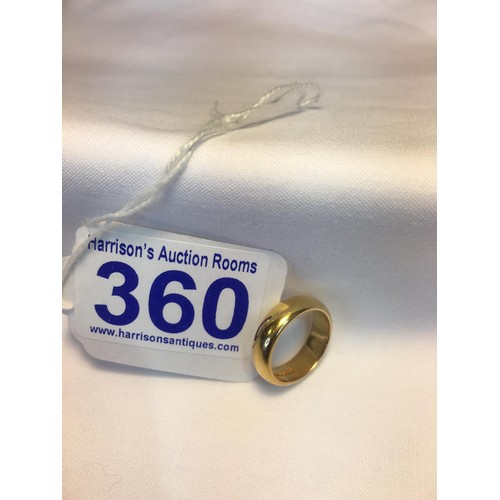 360 - 22ct Gold wedding ring size K 8.6g