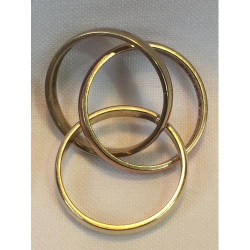 361 - 9ct 3 coloured gold ring size J 5.3g