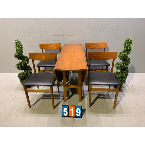 519 - Mid century teak table & 4 chairs