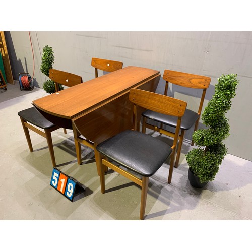 519 - Mid century teak table & 4 chairs