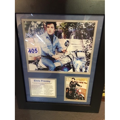 405 - Elvis Presley photos in frame + colbridge stone ware tiled picture
