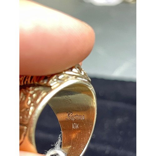 355 - 10ct Gold gents ring size V 17g in total