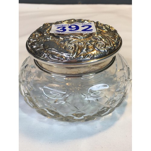 392 - Silver top powder bowl