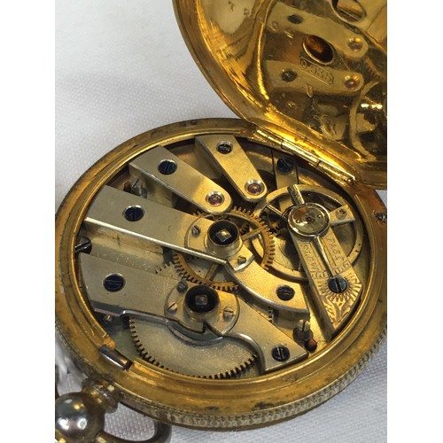 394 - Silver pocket watch with enamel face