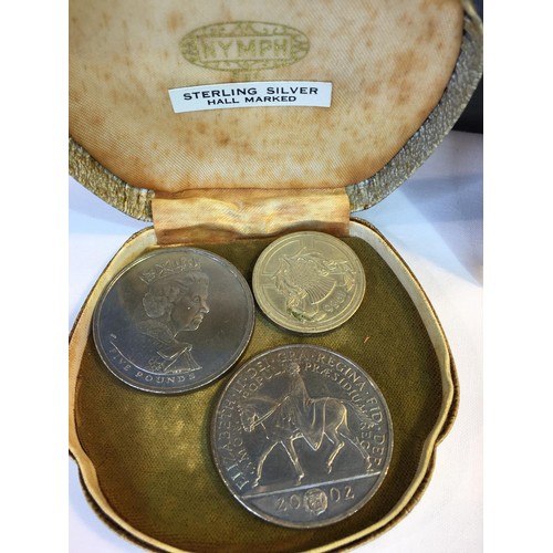 398 - 2 x £5 Coins + £2 coin + quantity coins + proof set coins