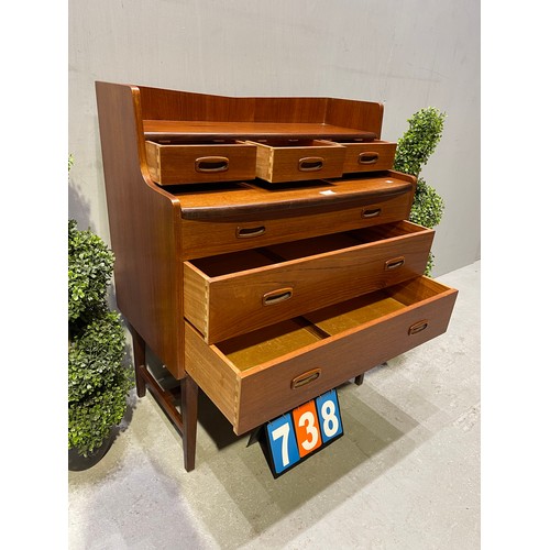 738 - Mid century retro teak metamorphic Varity chest