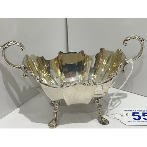 55 - Silver ornate sugar bowl & cream jug 211g