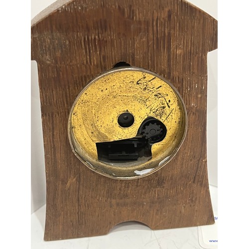 60 - Silver front clock with wooden back converted battery