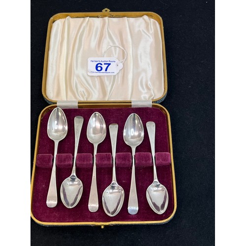 67 - Set 6 silver spoons in case 78g