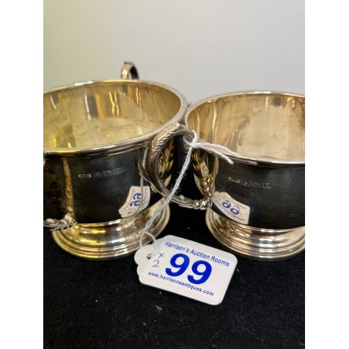 99 - Silver cream jug & sugar bowl 205g