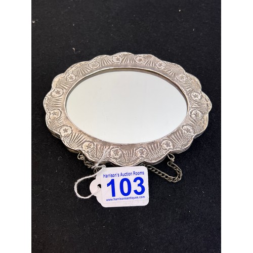 103 - Silver framed continental mirror 270g in total