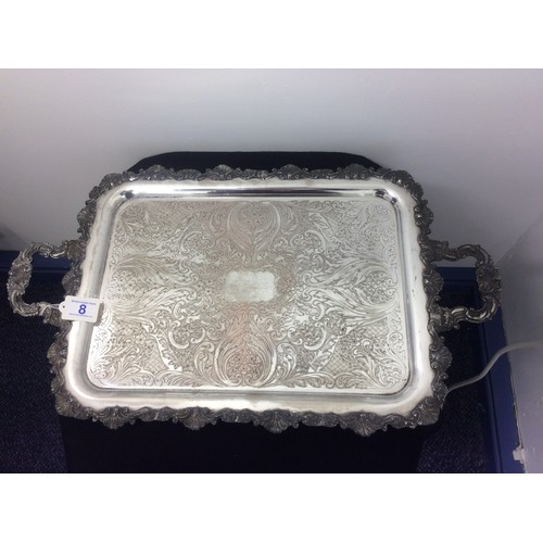 8 - Large silver plate tray 27