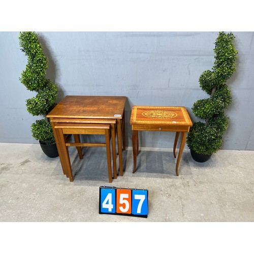 457 - Mid century teak nest + musical table